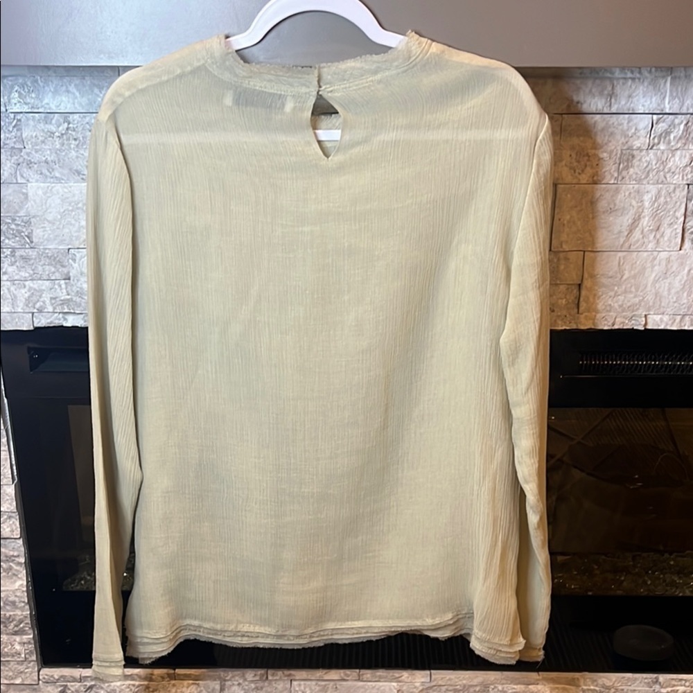 Zara Cream Long Sleeve Sheer Top - Picture 9 of 12